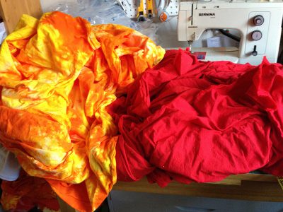 Twelve yards of hand-dyed fabric, for the Phoenix Rising kimono muslin
