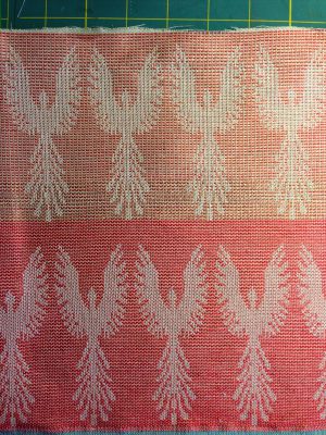 phoenix fabric - undyed - red weft - reverse side