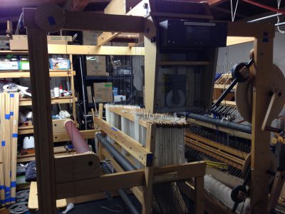 Side view of the 40-shaft loom, fully assembled