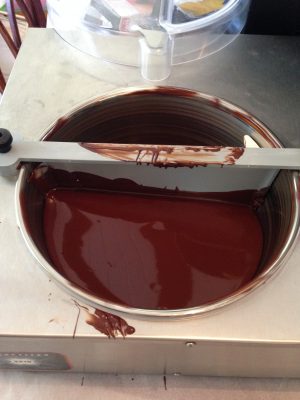 Chocolate tempering machine in action!