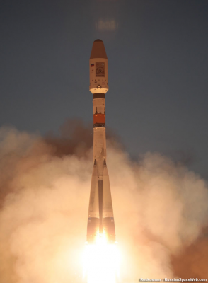 SkySat-2's rocket launching from Baikonur. Photo provided by Roscosmos.