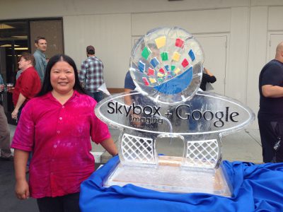 Ice sculpture at the Google-Skybox acquisition celebration