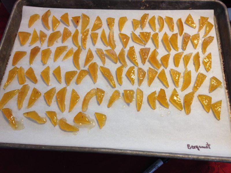 candied bergamot peel, ready for dipping