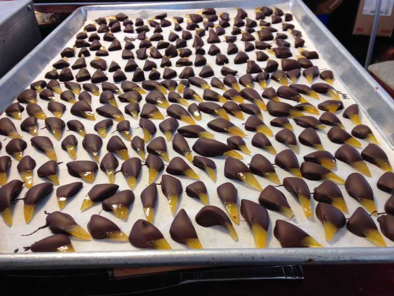 chocolate-covered candied citron and Meyer lemon peel