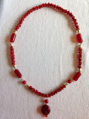 kumihimo necklace with hollow glass beads