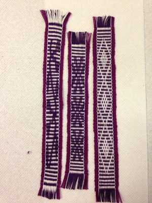 second warp on the inkle loom - bookmarks 1-3