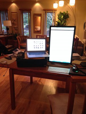 writing equipment setup