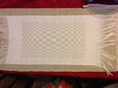 first handwoven placemat, before wet-finishing