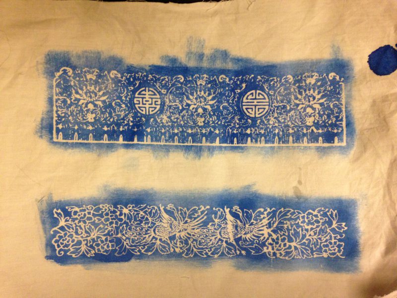 screen printed katazome paste - attempt at fine details