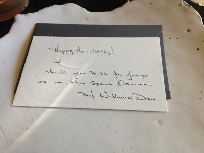 card from The Restaurant at Meadowood