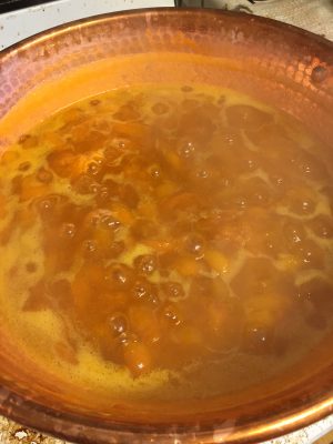 apricot jam on the stove