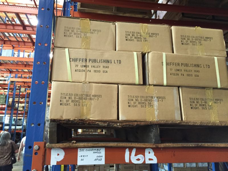 boxes of books in the warehouse