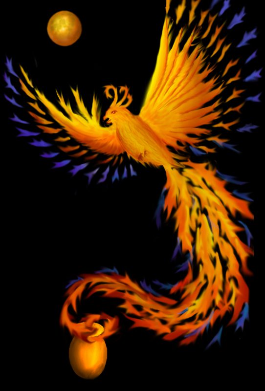 memorial piece for my mom - a phoenix rising from a cremation urn