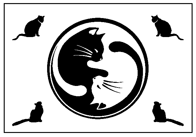 yin-yang cat place mats
