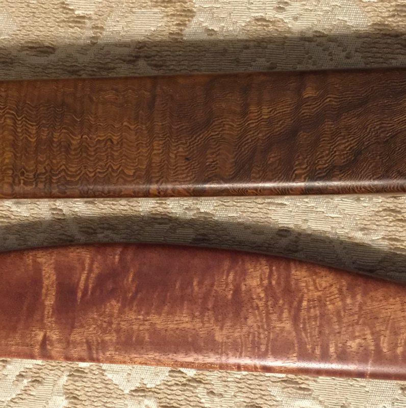pheasantwood and curly andiroba shuttles - closeup