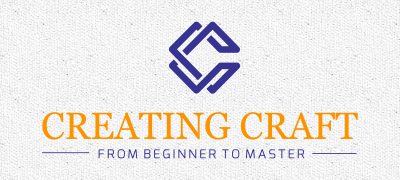 blue-orange Creating Craft logo with black and white textured background