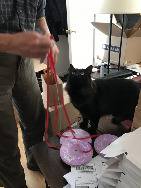 Fritz "helping" cut the ribbons