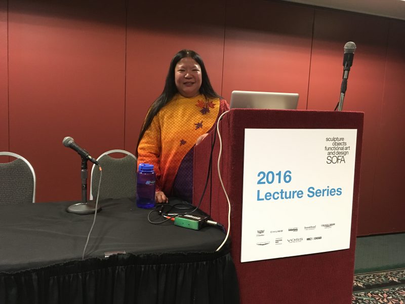On the lecture podium at SOFA Chicago