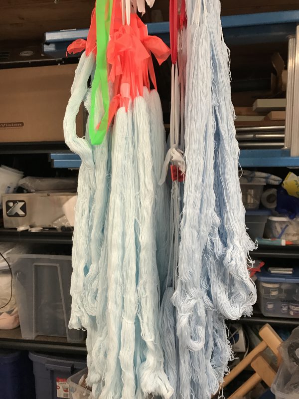 two sets of dyed skeins