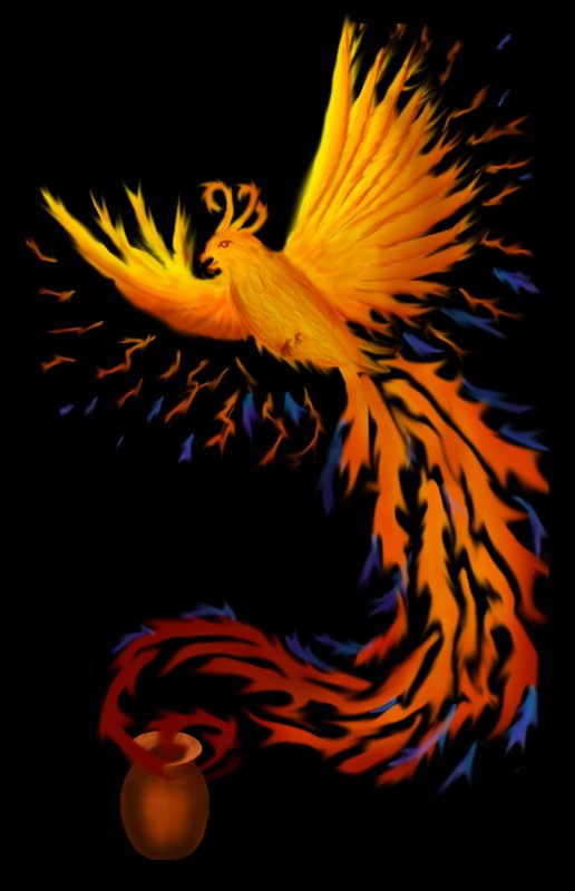 phoenix with a better-drawn cremation urn