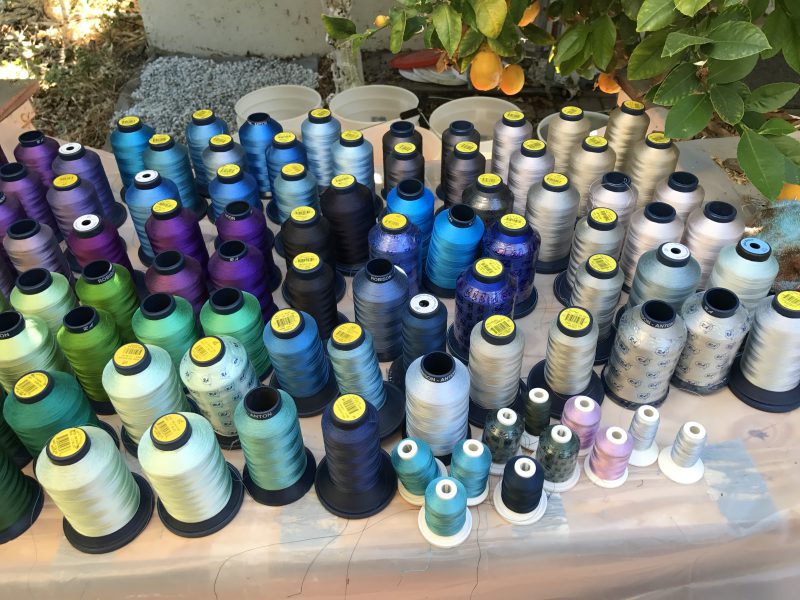rayon machine embroidery thread - purples and blues