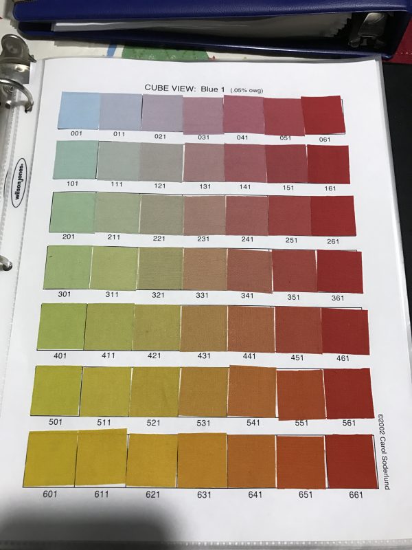 Dye samples from Carol Soderlund's class