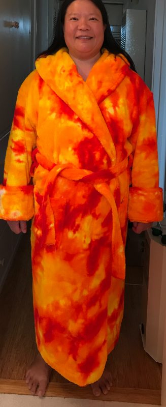 bathrobe in fiery colors