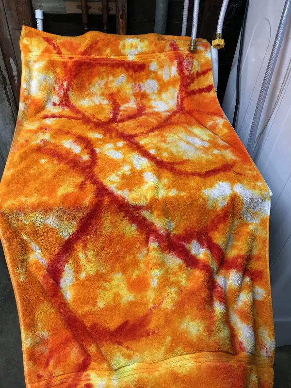 Sample towel #3 - yellow-orange with red lines