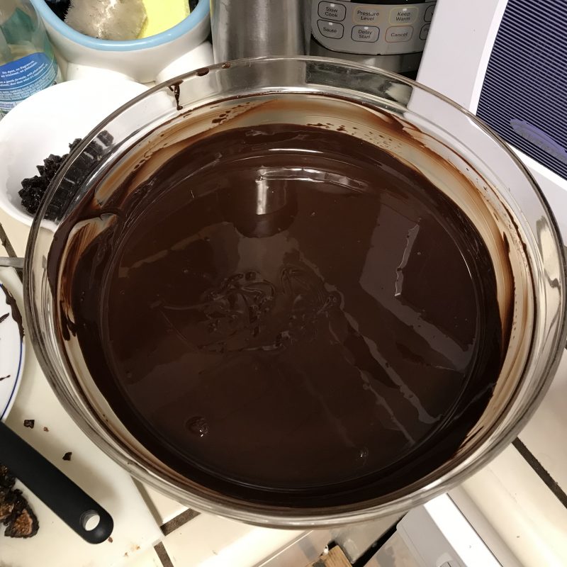 bowl of tempered chocolate
