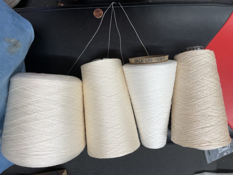 Yarns being used for double weave warp