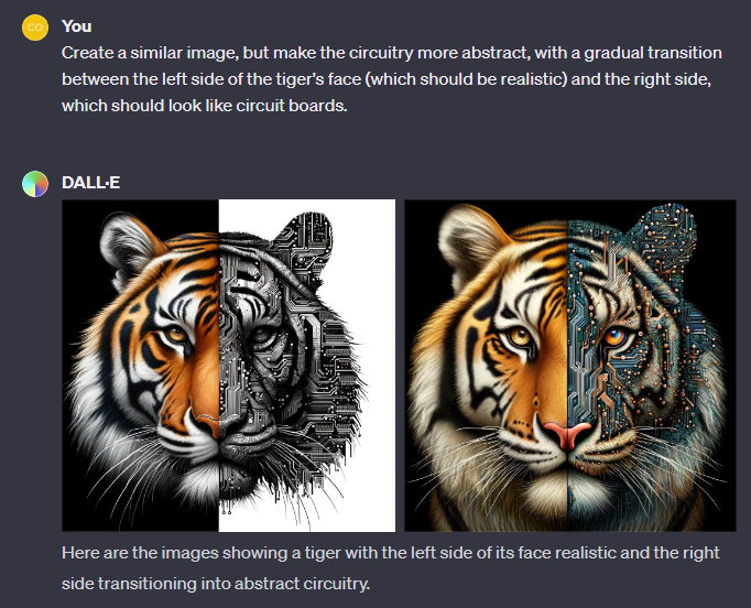 More images of tigers turning into circuitry